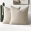 FUTEI Pack of 2 Beige Boucle Accent Decorative Throw Pillow Covers,18x18 Inch Soft Solid Textured Cushion Case,Home Decor for Couch Bed Living Room