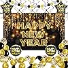 KatchOn, Black and Gold New Years Decorations 2025 - Huge Pack of 50 | New Year Banner and New Year Balloons for New Years Eve Party Supplies 2025 | New Years Backdrop, Happy New Year Decorations 2025