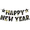 KatchOn, Gold and Black Happy New Year Banner - Big, 10 Feet | Happy New Year Backdrop, New Years Eve Party Supplies 2025 | New Years Eve Banner for Happy New Years Decorations 2025 | NYE Decorations