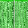 CHRORINE 2pcs 3ft x 8.3ft Green Tinsel Foil Fringe Curtains Streamers Backdrop for Green Birthday Jungle Safari Tropical Party Christmas Decorations