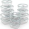 24 Pc Airtight Glass Food Storage Containers - Glass Meal Prep Containers - Freezer to Oven Safe - Steam Release Valve BPA/PVC Free - Airtight Glass Bento Boxes - Leak Proof (12 lids & 12 Containers)