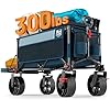 TIMBER RIDGE 47" L Collapsible Folding Wagon with Tailgate, 300lbs Heavy Duty Beach Wagon with All-Terrain Big Wheels, 250L Foldable Utility Wagon Cart for Sand Camping Sports Shopping, Blue