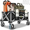 Collapsible Foldable Wagon Beach Cart - Large Capacity and Heavy Duty Folding Wagon Portable for Sports, Shopping, Camping