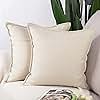 MADIZZ Set of 2 Linen Throw Pillow Covers 16x16 Inch Light Beige Soft Decorative Cushion Cover for Sofa Bedroom Pillow Shell