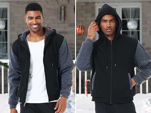 mens thick zipper hoodies