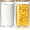 HomArtist Large Glass Flour and Sugar Containers 180oz x2 [Set of 2], Glass Food Storage Containers with Bamboo Lids, Glass Jar with Airtight Lids for Spaghetti Pasta,Rice,Cereal,Candy,Coffee, Oat