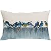 WENIANRU Ink Painting Watercolor Blue Birds Spring Home Sofa Chair Bed Decoration Lumbar Pillowcase Cotton Linen Decorative Throw Pillow Cover Case Rectangular 12 x 20 Inches