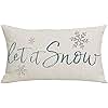 WENIANRU Blue Word Art Let It Snow Grey Snowflakes Winter Home Sofa Chair Bed Decoration Lumbar Pillowcase Cotton Linen Decorative Throw Pillow Cover Case Rectangular 12 x 20 Inches