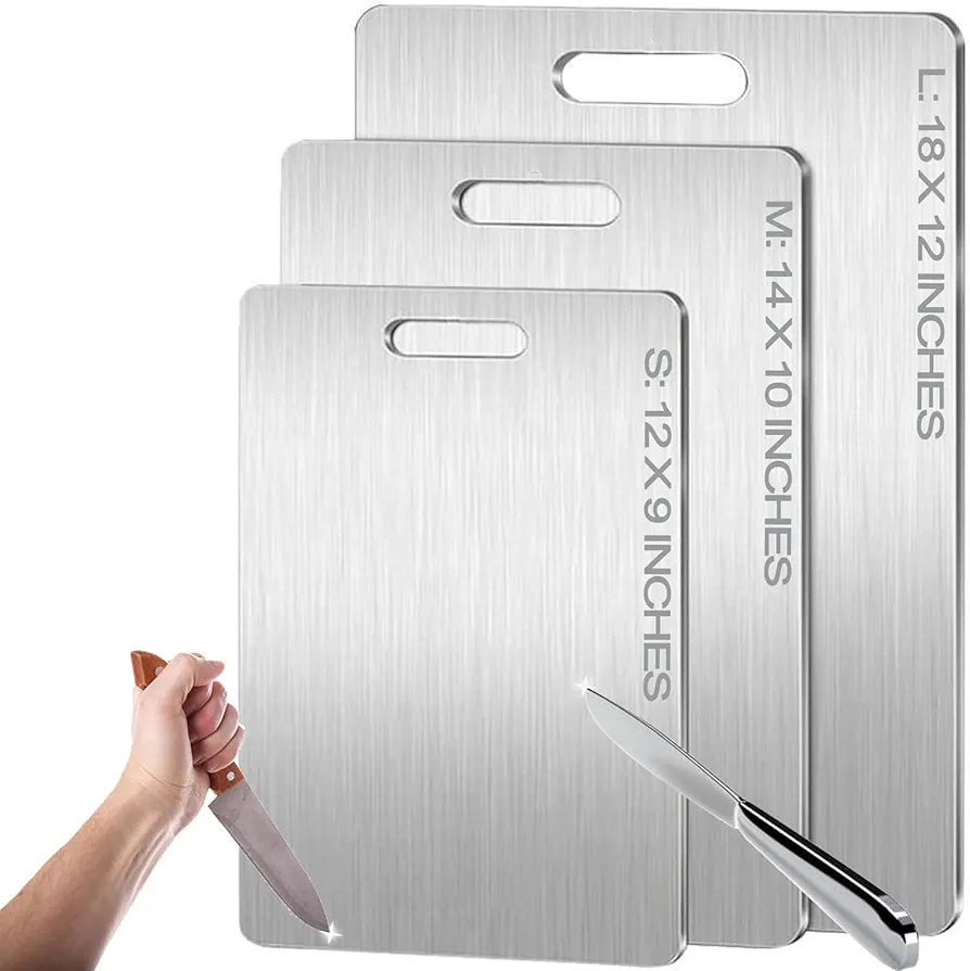 Titanium Cutting Board - 100% Pure Titanium Cutting Boards for Kitchen - Cutting Edge Hygiene & Durability, Titanium Cutting Boards for Home Kitchen Cooking (12"L x 9"W)