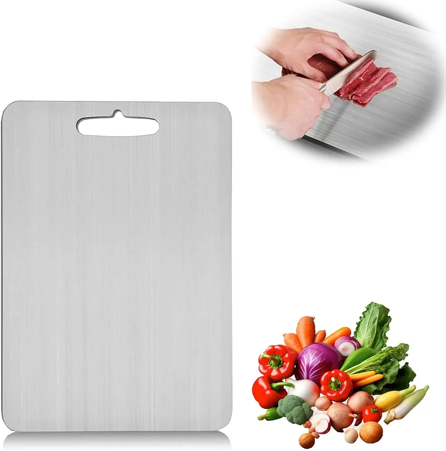 15.35 * 11.02inTitanium Cutting Boards,Pure Titanium Cutting Boards for Kitchen,Stainless Non Stick Chopping Board,Countertop Non Slip,Cutting Board for Meat, Bread, Vegetable, Fruit Chopping