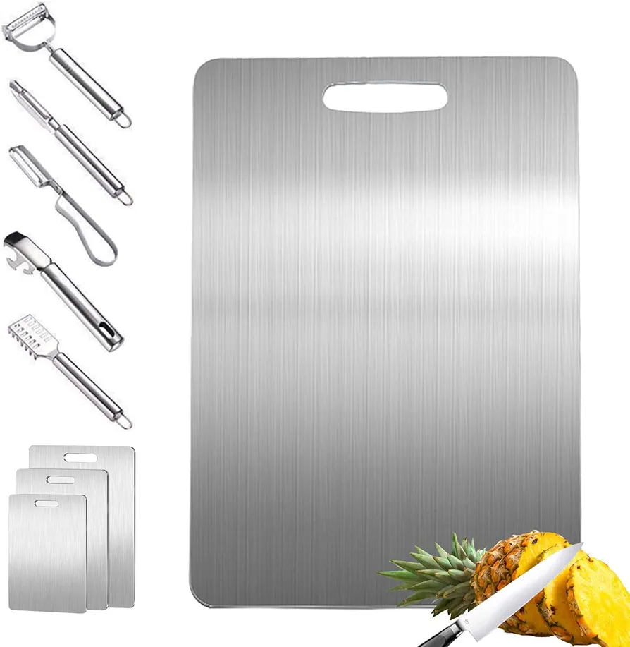 Titanium Cutting Board,100% Pure Titanium Cutting Board, 2024 Best Titanium Cutting Boards for Kitchen, Dishwasher Safe Ideal, Perfect for Various Cooking Tasks.