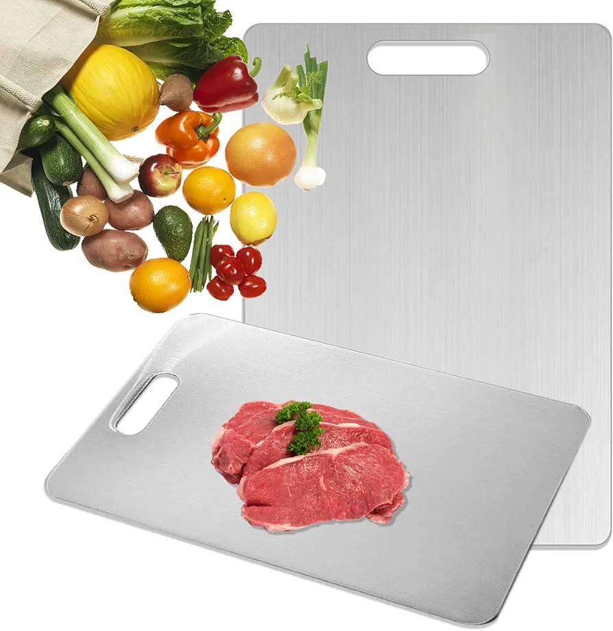 Titanium Cutting Board - 100% Pure Titanium Cutting Boards for Kitchen, Double-Sided Medical-grade Hygiene Durable non moldy Titanium Cutting Board, Dishwasher Safe Titanium Board (1PC 9x13.5 Inch)