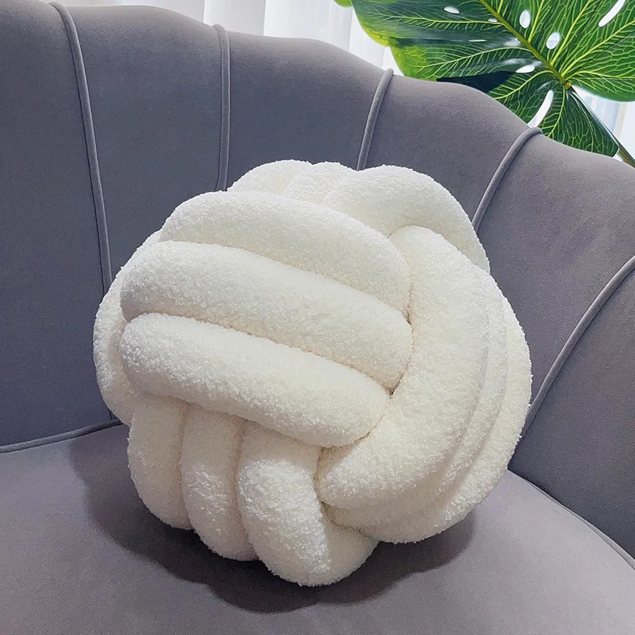 Knot Pillow Ball,Round Knot Throw Pillow Home Decorative Ball Pillow Soft, Knotted Pillow for Living Room Bed Couch Sofa