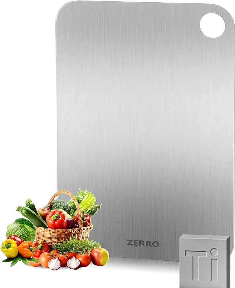 ZERRO Titanium Cutting Board, 100% Pure Titanium Cutting Boards for Kitchen Double Sided Food Grade Hygiene & Durability Titanium Chopping Cutting Board for Meat Veggies Fruits,11.4"x7.87"