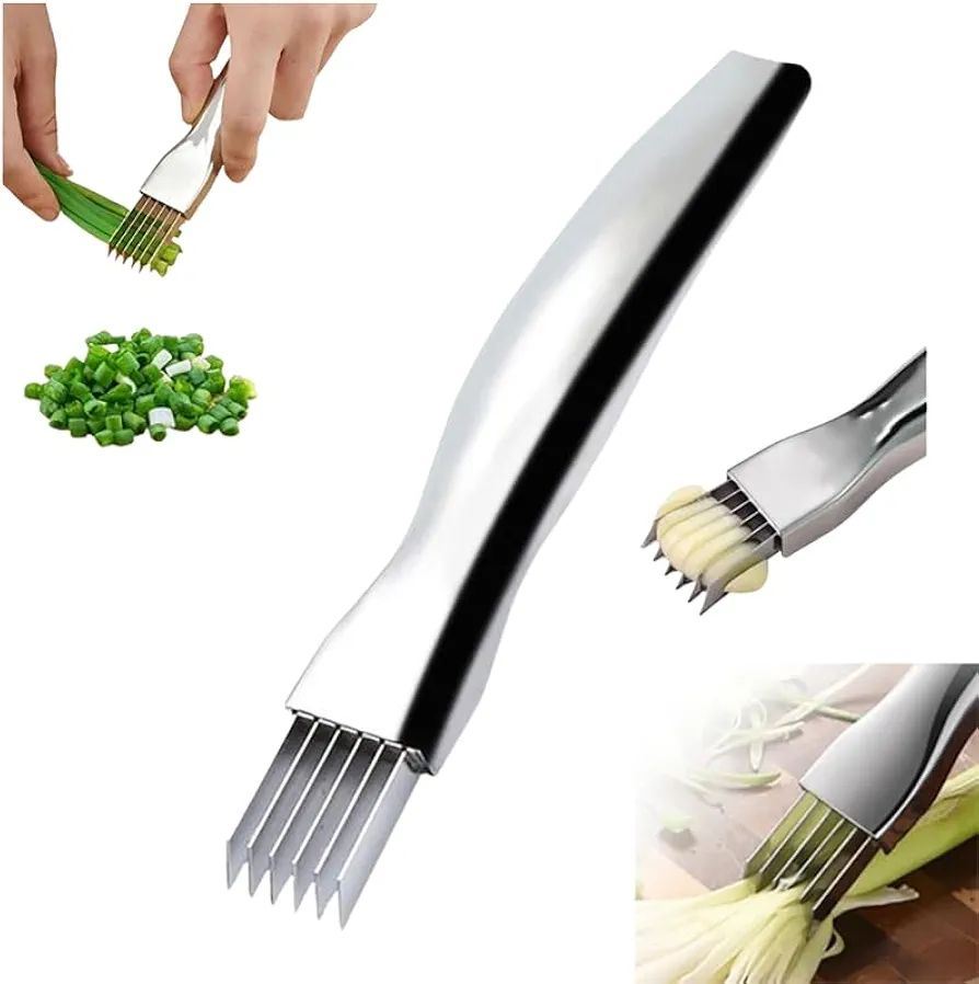 Shred Silk The Knife, 2024 Upgrade Green Onion Cutter Stainless Steel Chopped Kitchen Slicing Tool Cutter for Vegetables Onion Garlic, Multifunctional Kitchen Food Vegetable Cutter