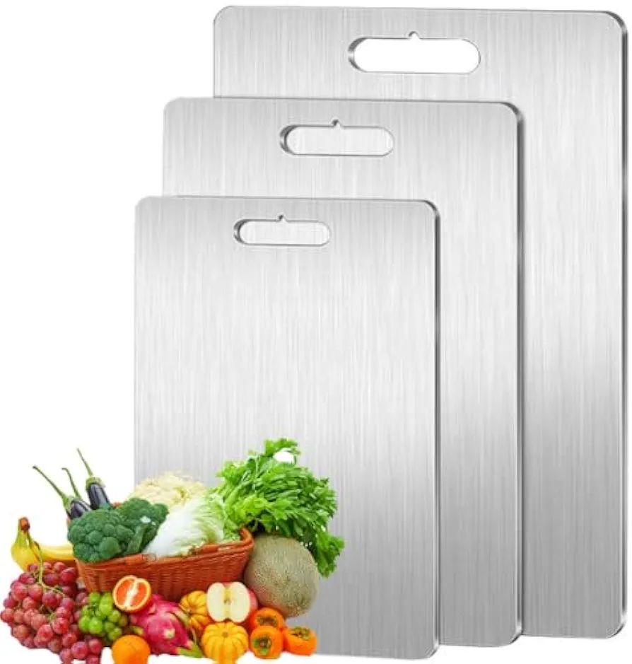 Yamato Titanium Cutting Board,Yamato Cutting Board,Knife-Friendly Cutting Board,Yamato Steel Chopping Boards,Yamato Pure Titanium Cutting Boards for Kitchen (3PCS)