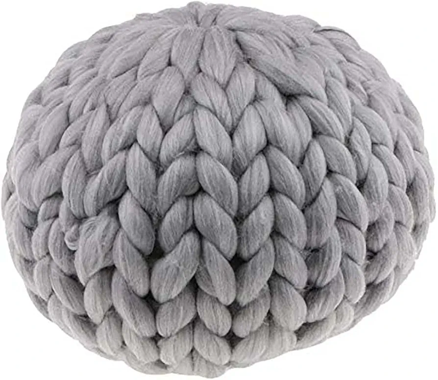 Chunky Cable Knit Throw Pillow, 11.8" x 11.8" Decorative Couch Pillow Hand Knitted Cushion Toy Decorative Cushion Home Accessories - Grey