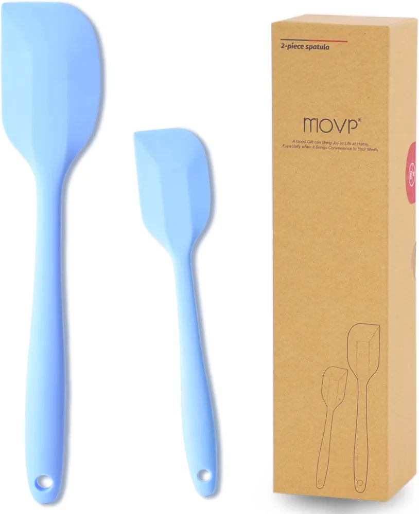 Spatula silicone set heat resistant: Kitchen rubber nonstick spatulas seamless design 2-piece - Cooking baking keep handle cool and Easy to clean for make cake,creamt,food,BPA Free