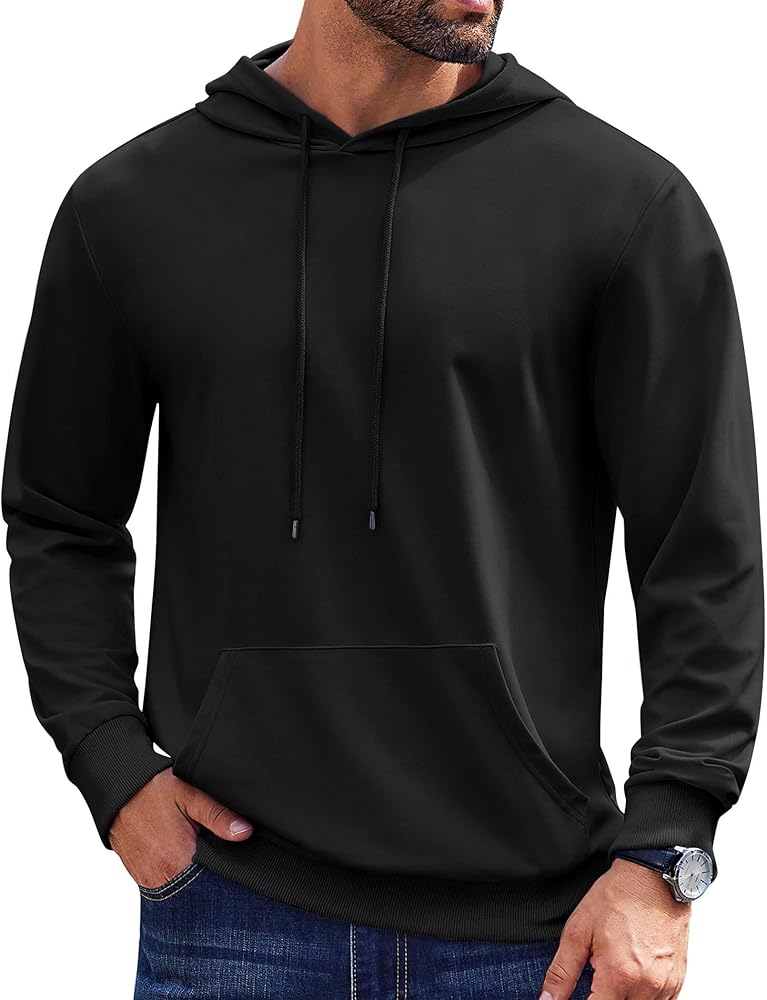 COOFANDY Mens Hoodies Pullover Long Sleeve Casual Fashion Sweatshirts Drawstring Gym Hooded Shirt with Kanga Pocket