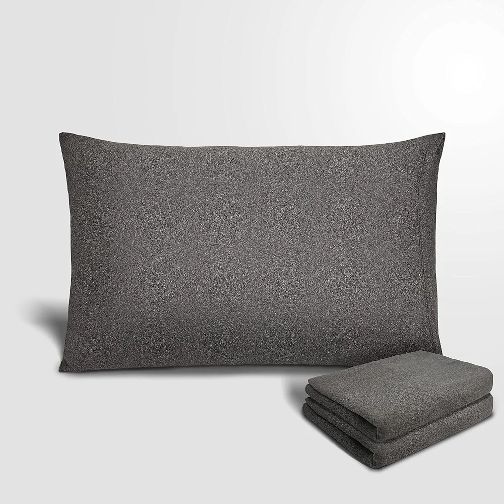 Stretch Pillowcases - Micro Jersey Knit & Ultra Soft Grey Pillowcase, Standard Size - Set of 2 Pillow Cases, Heather Gray