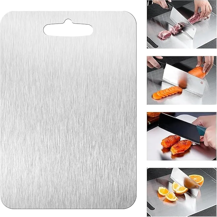 New Titanium Cutting Board - 100% Pure Titanium Cutting Boards For Kitche, 1 Pack Double-sided food-grade Titanium Cutting Board For Cutting Meats, Fruits And Vegetables. (11.4x8in)