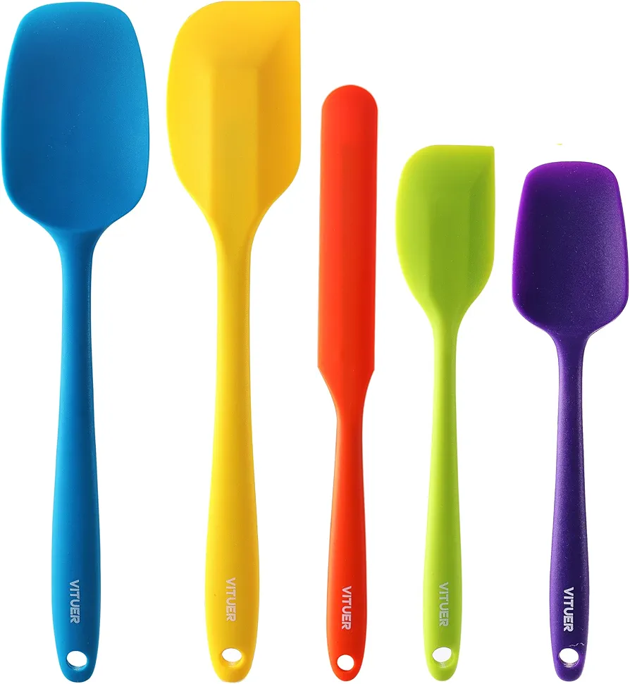 5PCS Silicone Rubber Spatula Set, VITUER Food Grade BPA-Free Spatulas for kitchen Use, Heat Resistant Spatula for Cooking & Baking, Dishwasher Safe