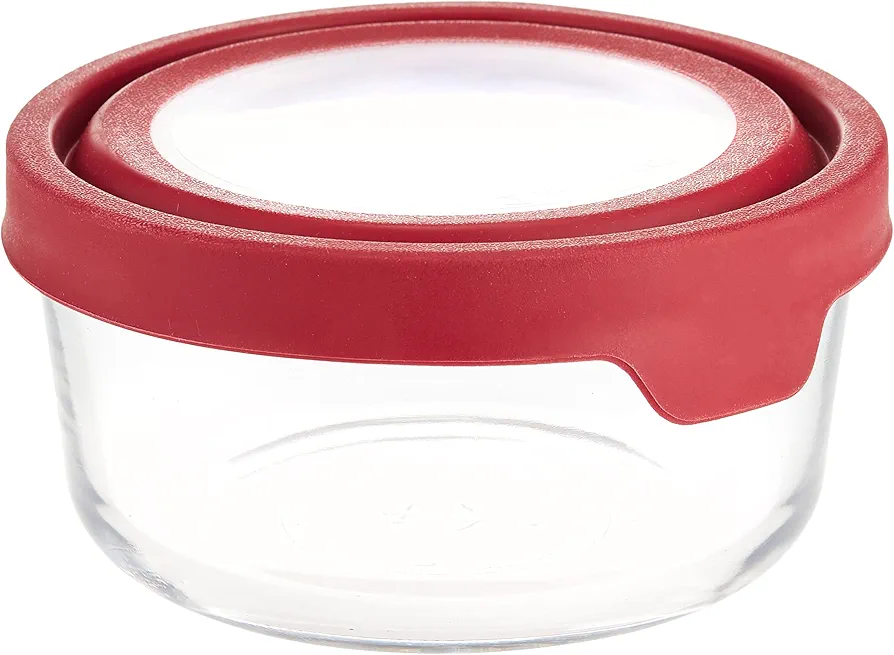 Anchor Hocking TrueSeal Glass Food Storage Container with Airtight Lid, Cherry, 4 Cup