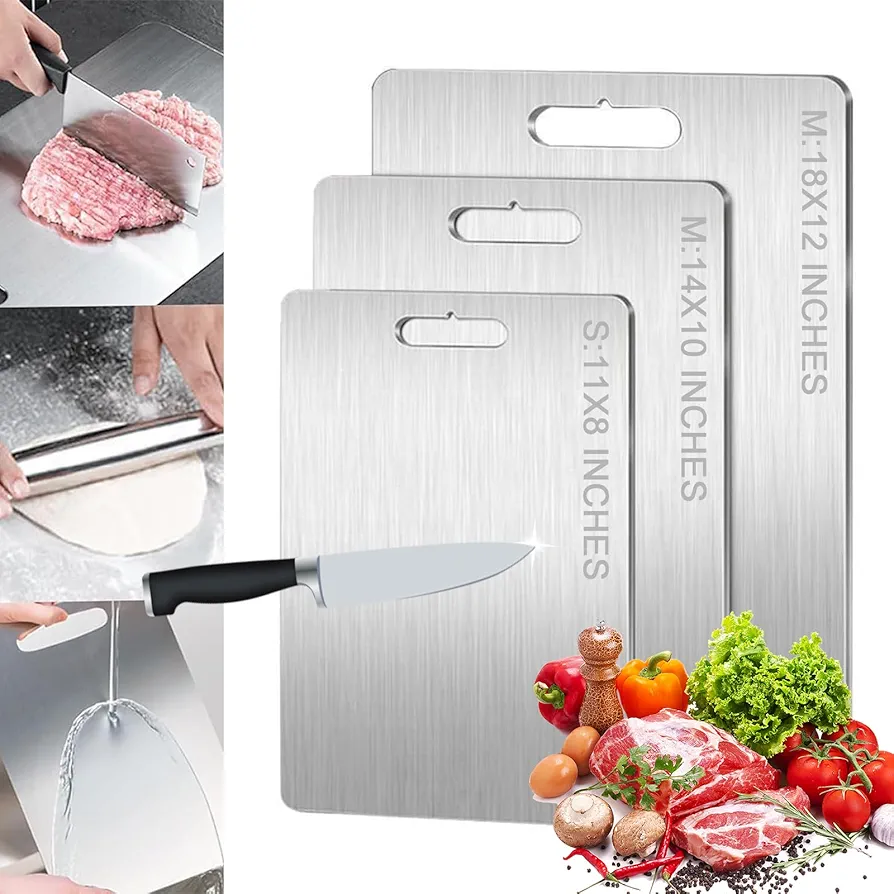 Titanium Cutting Board, 100% Pure Titanium Cutting Board for Kitchen,304 Stainless Steel Food Grade Cutting Boards for Meat Fruit & Vegetable (14.2 * 10inch)