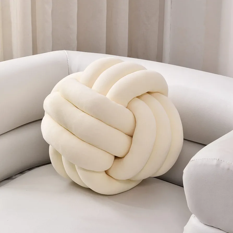 Knot Pillow Ball, Soft Round Throw Pillow Cushion Home Decorative Ball Pillows, Handmade Plush Throw Knotted Pillow for Home Décor Children Play Knot Ball