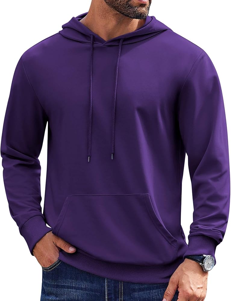 COOFANDY Mens Hoodies Pullover Long Sleeve Casual Fashion Sweatshirts Drawstring Gym Hooded Shirt with Kanga Pocket