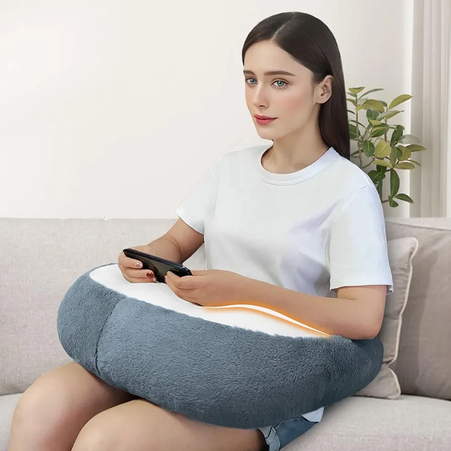 Lap Pillow Reading Pillow Gaming Pillow Adult Crocheting Pillow to Help Support Your Arms Portable Desk Pillow Soft and Skin-Friendly (Grey)